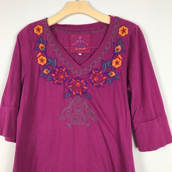 Johnny Was Floral Embroidered Top L - Picture 2 of 7